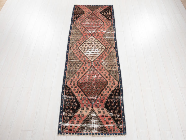 9'1" x 2'10" Excellent Hand-Knotted Antique Distressed Tribal Runner Rug - Yasi & Fara 