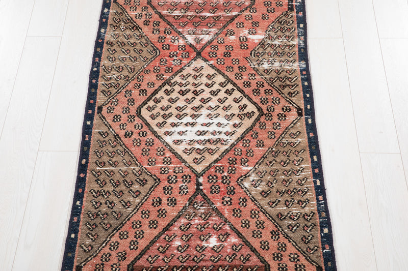 9'1" x 2'10" Excellent Hand-Knotted Antique Distressed Tribal Runner Rug - Yasi & Fara 