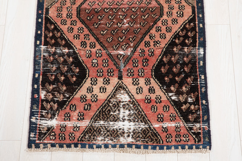 9'1" x 2'10" Excellent Hand-Knotted Antique Distressed Tribal Runner Rug - Yasi & Fara 