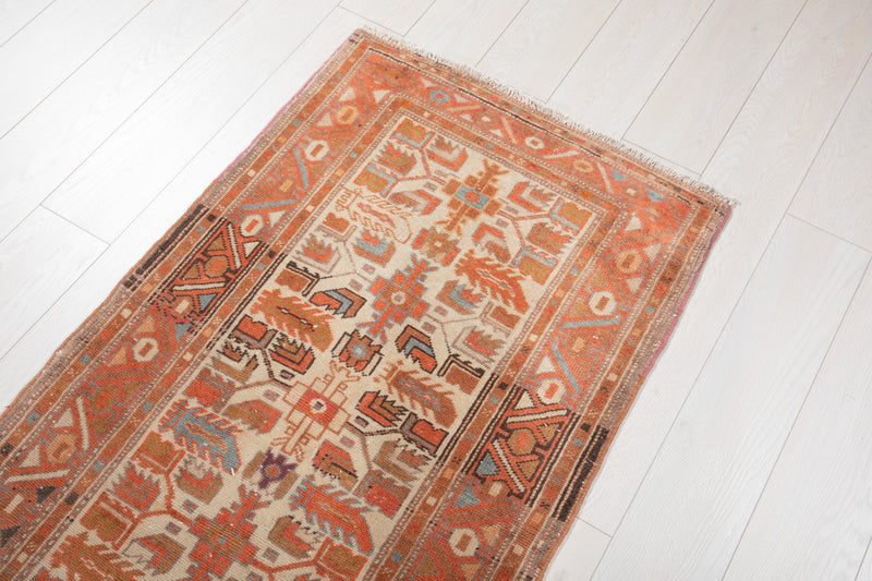 9'7" x 2'6" Excellent Hand-Knotted Vintage Tribal Runner Rug - Yasi & Fara 