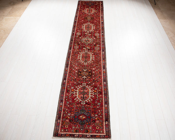 14' 4" x 2' 9" Excellent Hand-Knotted Vintage Tribal Runner Rug - Yasi & Fara 