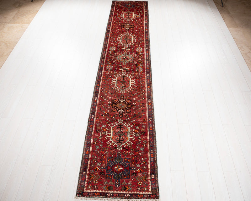 14' 4" x 2' 9" Excellent Hand-Knotted Vintage Tribal Runner Rug - Yasi & Fara 