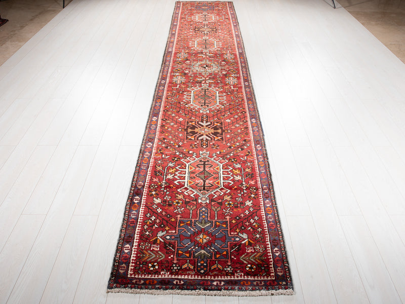 14' 4" x 2' 9" Excellent Hand-Knotted Vintage Tribal Runner Rug - Yasi & Fara 