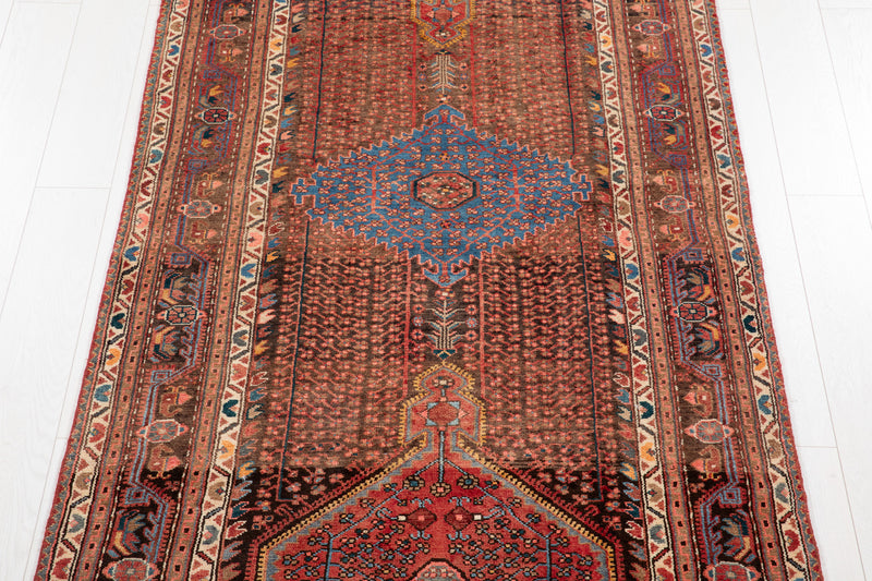 12' 6" x 4' Excellent Hand-Knotted Antique Collectible Tribal Runner Rug - Yasi & Fara 
