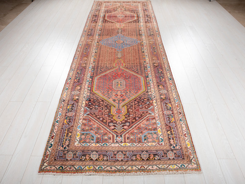 12' 6" x 4' Excellent Hand-Knotted Antique Collectible Tribal Runner Rug - Yasi & Fara 