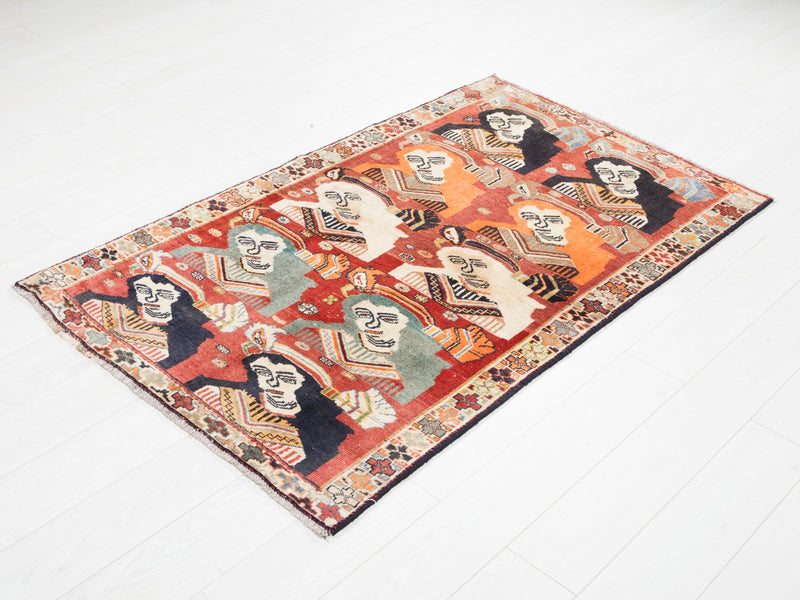 5' 3" x 3' 2" Excellent Hand-Knotted Antique Collectible Tribal Rug - Yasi & Fara 