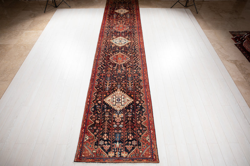 17' 1" x 3' 5" Excellent Hand-Knotted Vintage Collectible Tribal Runner Rug - Yasi & Fara 