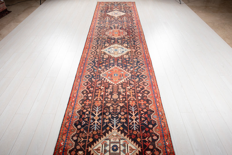 17' 1" x 3' 5" Excellent Hand-Knotted Vintage Collectible Tribal Runner Rug - Yasi & Fara 