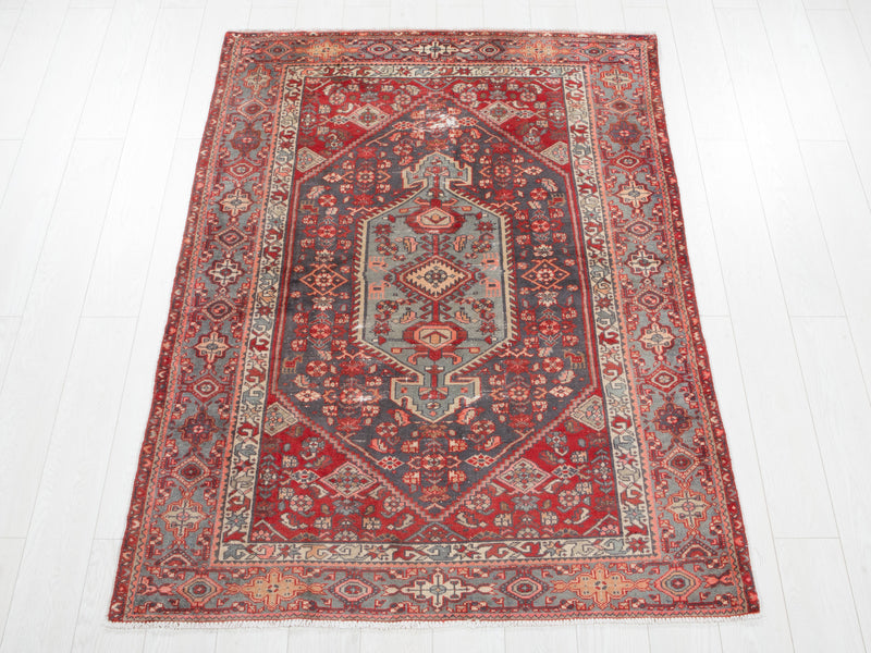 6' 1" x 4' 3" Excellent Hand-Knotted Antique Distressed Tribal Rug - Yasi & Fara 