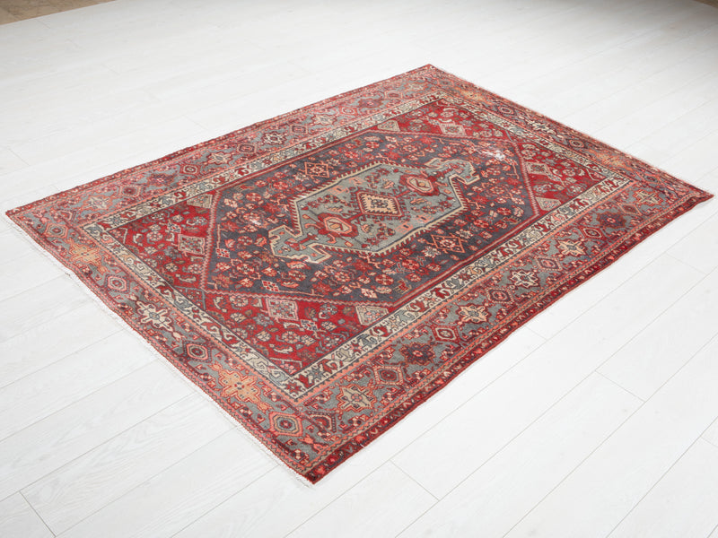 6' 1" x 4' 3" Excellent Hand-Knotted Antique Distressed Tribal Rug - Yasi & Fara 