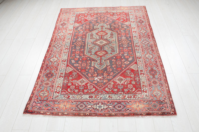 6' 1" x 4' 3" Excellent Hand-Knotted Antique Distressed Tribal Rug - Yasi & Fara 