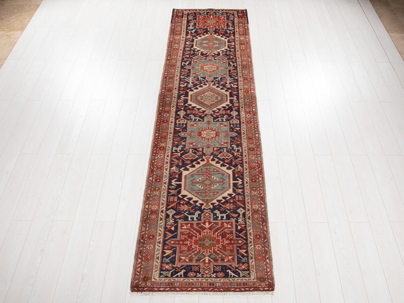10' 9" x 2' 10" Excellent Hand-Knotted Antique Collectible Tribal Runner Rug - Yasi & Fara 