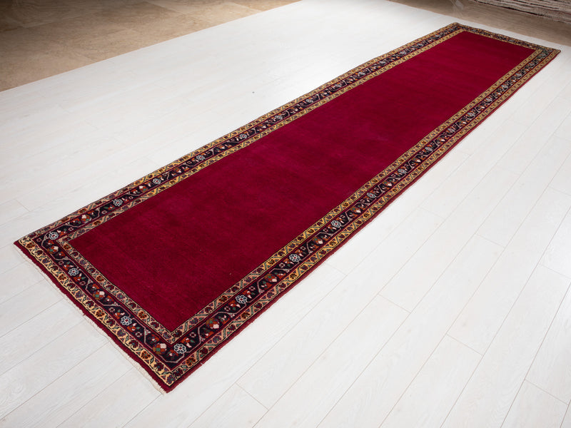 13' 10" x 3' 5" Excellent Hand-Knotted Vintage Collectible Runner Rug - Yasi & Fara 