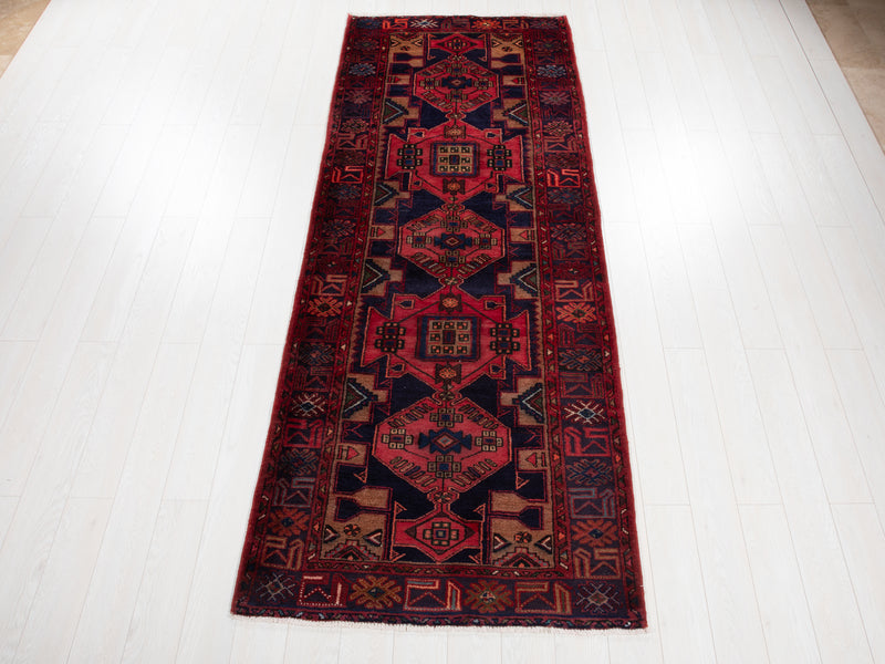 10' 1" x 3' 9" Excellent Hand-Knotted Vintage Tribal Runner Rug - Yasi & Fara 