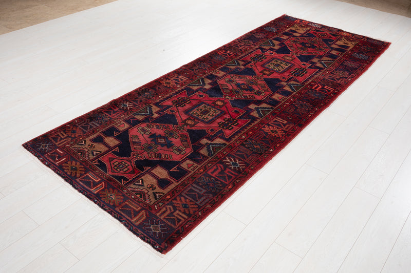 10' 1" x 3' 9" Excellent Hand-Knotted Vintage Tribal Runner Rug - Yasi & Fara 