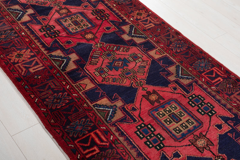 10' 1" x 3' 9" Excellent Hand-Knotted Vintage Tribal Runner Rug - Yasi & Fara 