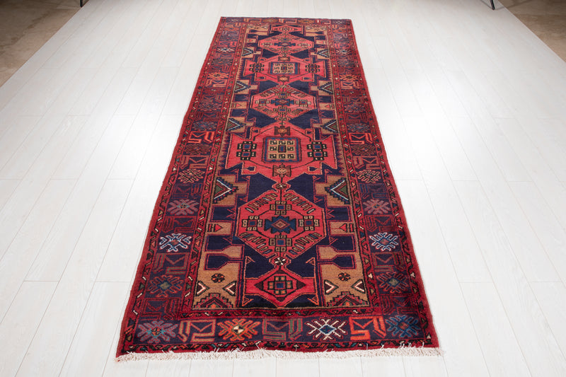 10' 1" x 3' 9" Excellent Hand-Knotted Vintage Tribal Runner Rug - Yasi & Fara 