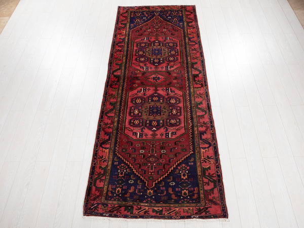 9' 11" x 3' 8" Excellent Hand-Knotted Vintage Tribal Runner Rug - Yasi & Fara 