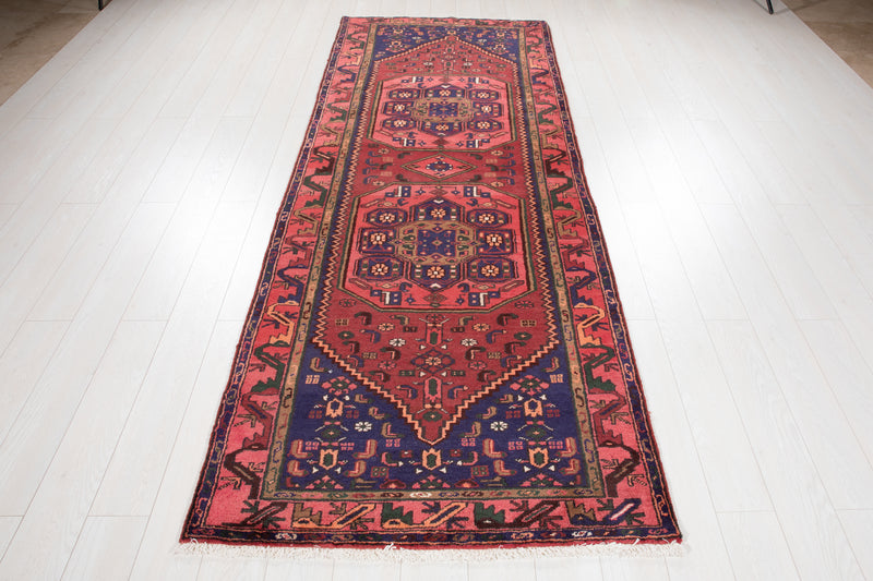 9' 11" x 3' 8" Excellent Hand-Knotted Vintage Tribal Runner Rug - Yasi & Fara 