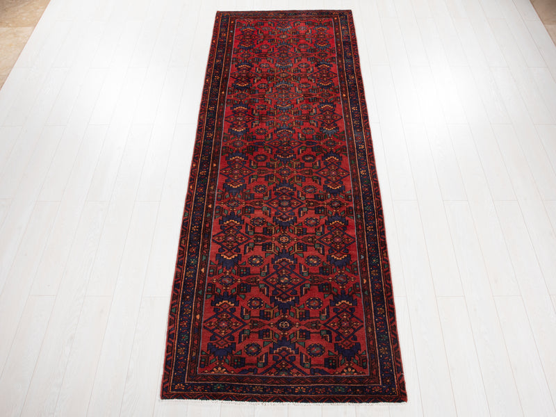 9' 11" x 3' 7" Excellent Hand-Knotted Vintage Tribal Runner Rug - Yasi & Fara 