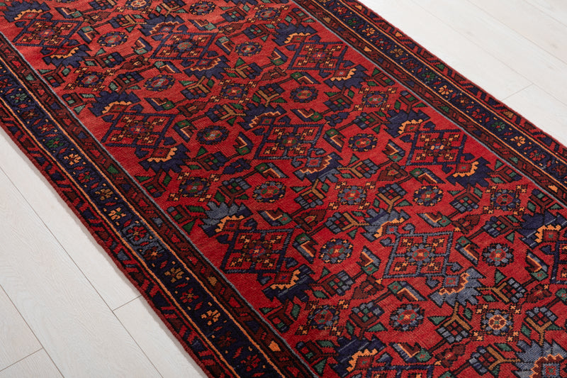 9' 11" x 3' 7" Excellent Hand-Knotted Vintage Tribal Runner Rug - Yasi & Fara 