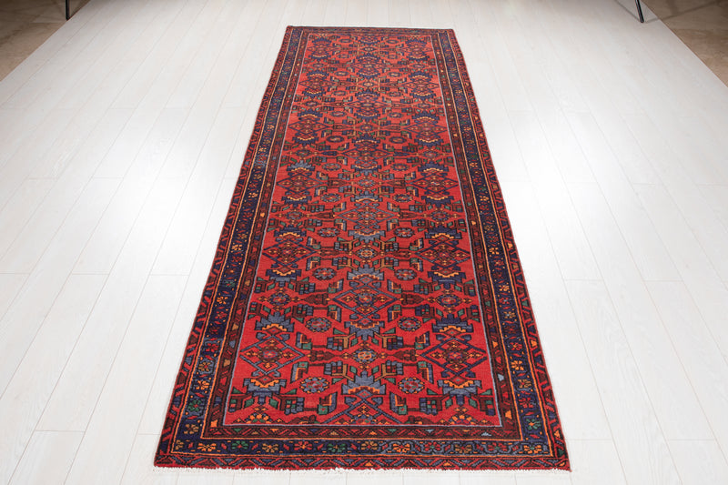 9' 11" x 3' 7" Excellent Hand-Knotted Vintage Tribal Runner Rug - Yasi & Fara 