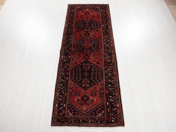 9' 6" x 3' 4" Excellent Hand-Knotted Vintage Tribal Runner Rug - Yasi & Fara 