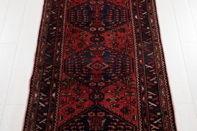 9' 6" x 3' 4" Excellent Hand-Knotted Vintage Tribal Runner Rug - Yasi & Fara 
