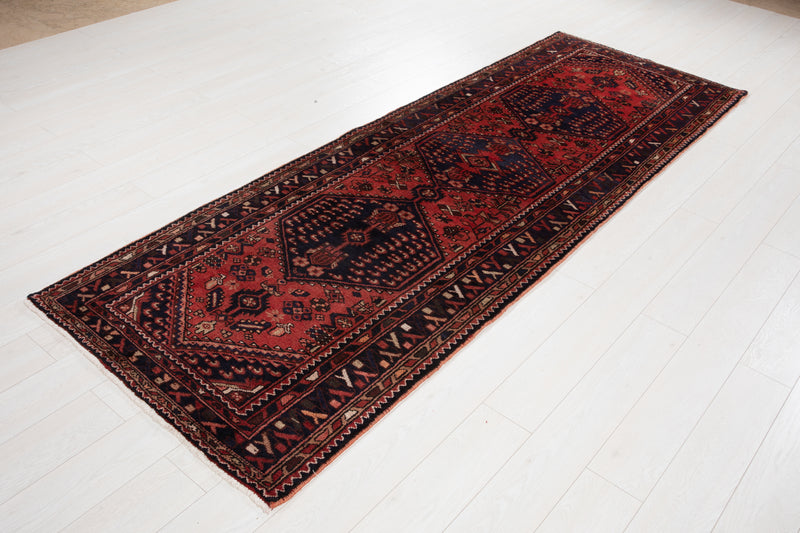 9' 6" x 3' 4" Excellent Hand-Knotted Vintage Tribal Runner Rug - Yasi & Fara 