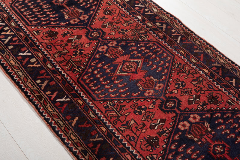 9' 6" x 3' 4" Excellent Hand-Knotted Vintage Tribal Runner Rug - Yasi & Fara 