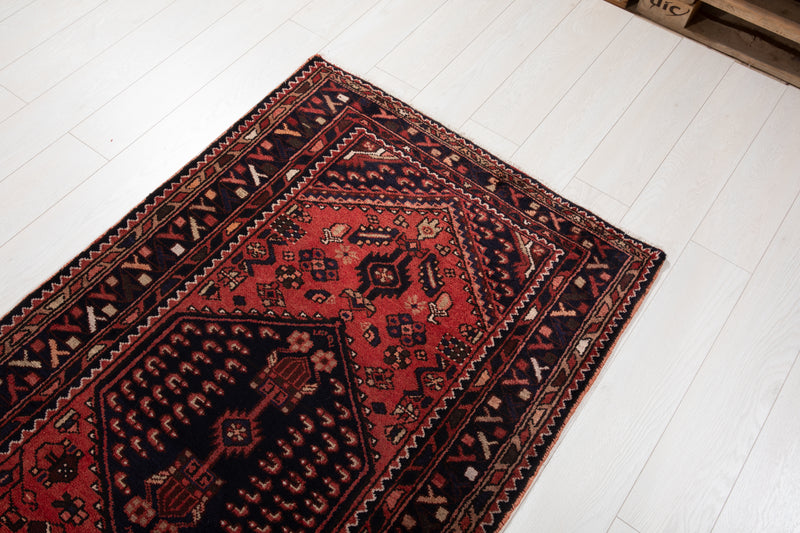 9' 6" x 3' 4" Excellent Hand-Knotted Vintage Tribal Runner Rug - Yasi & Fara 