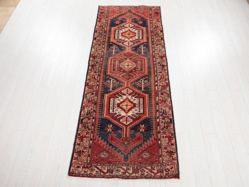 9' 6" x 3' 5" Excellent Hand-Knotted Vintage Tribal Runner Rug - Yasi & Fara 