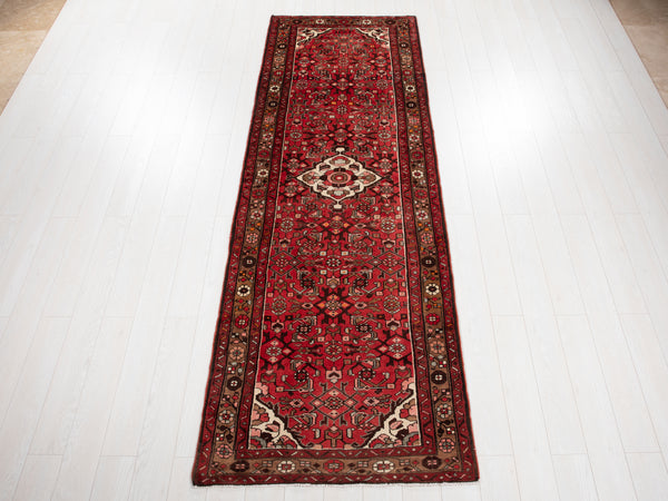 10' 4" x 3' 6" Excellent Hand-Knotted Vintage Tribal Runner Rug - Yasi & Fara 