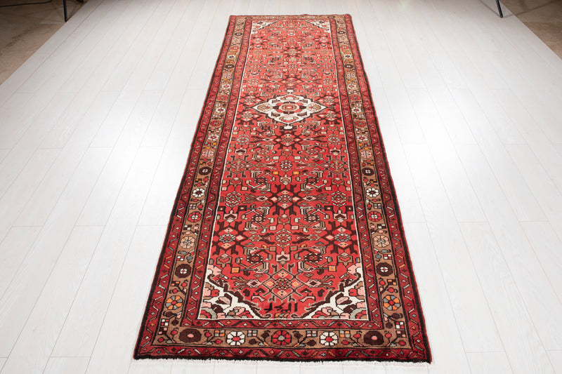 10' 4" x 3' 6" Excellent Hand-Knotted Vintage Tribal Runner Rug - Yasi & Fara 