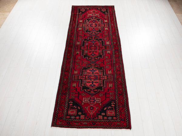 10' 2" x 3' 6" Excellent Hand-Knotted Vintage Tribal Runner Rug - Yasi & Fara 