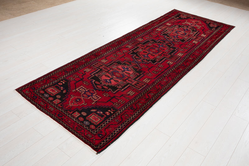 10' 2" x 3' 6" Excellent Hand-Knotted Vintage Tribal Runner Rug - Yasi & Fara 