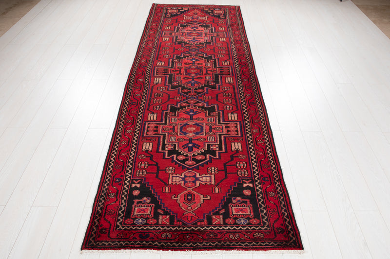 10' 2" x 3' 6" Excellent Hand-Knotted Vintage Tribal Runner Rug - Yasi & Fara 