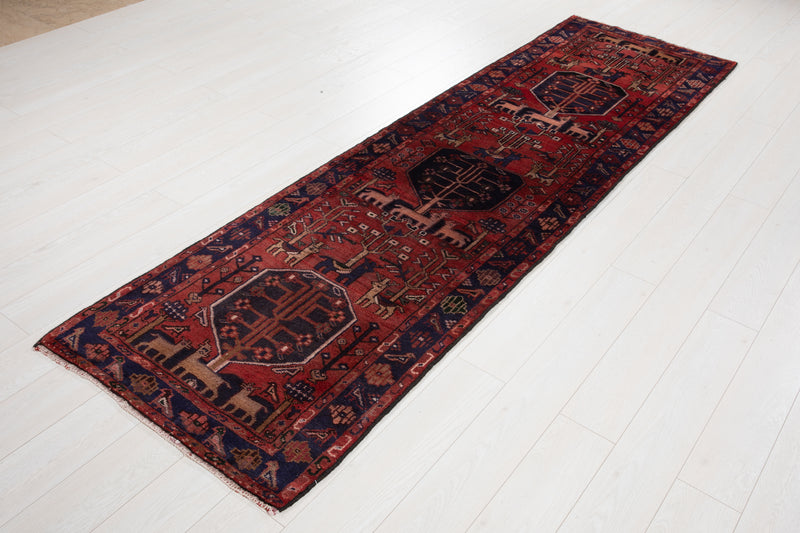 9' 6" x 2' 8" Excellent Hand-Knotted Vintage Tribal Runner Rug - Yasi & Fara 