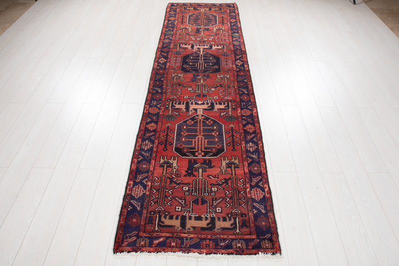 9' 6" x 2' 8" Excellent Hand-Knotted Vintage Tribal Runner Rug - Yasi & Fara 
