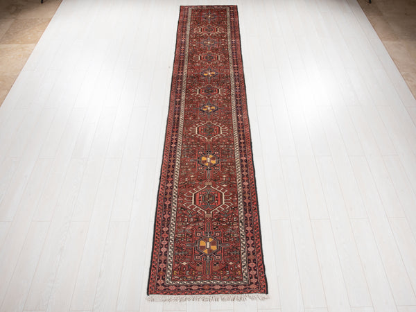 12' 2" x 3' 5" Excellent Hand-Knotted Vintage Tribal Runner Rug - Yasi & Fara 