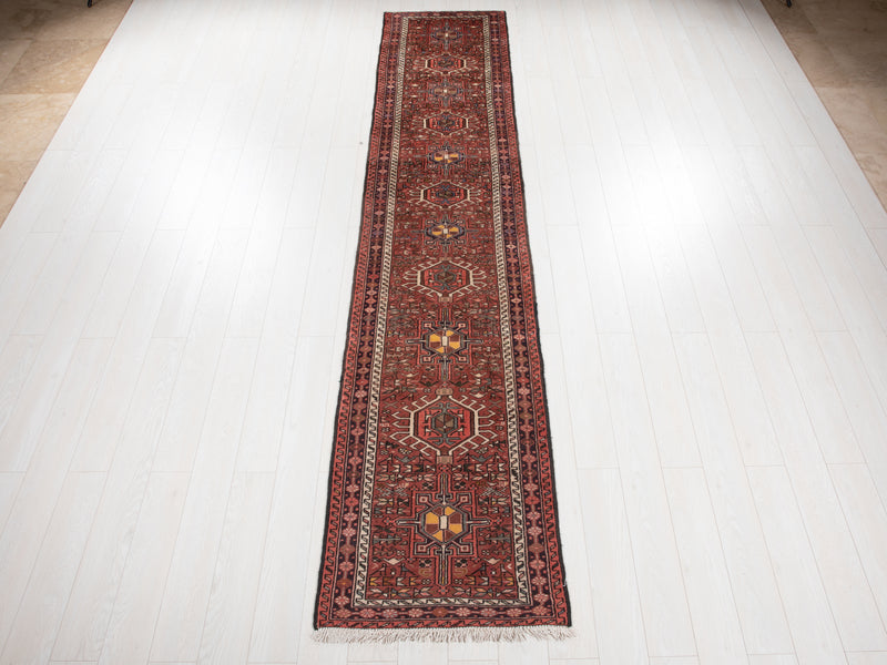 12' 2" x 3' 5" Excellent Hand-Knotted Vintage Tribal Runner Rug - Yasi & Fara 