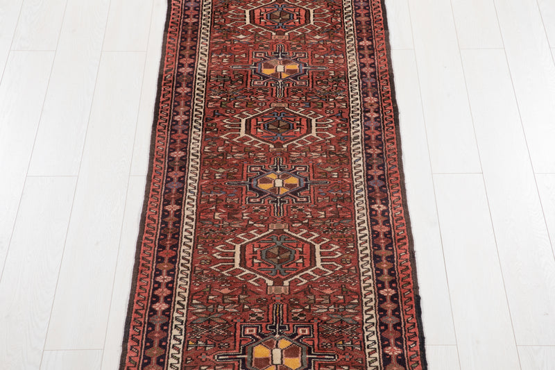 12' 2" x 3' 5" Excellent Hand-Knotted Vintage Tribal Runner Rug - Yasi & Fara 