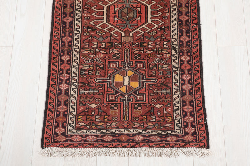 12' 2" x 3' 5" Excellent Hand-Knotted Vintage Tribal Runner Rug - Yasi & Fara 