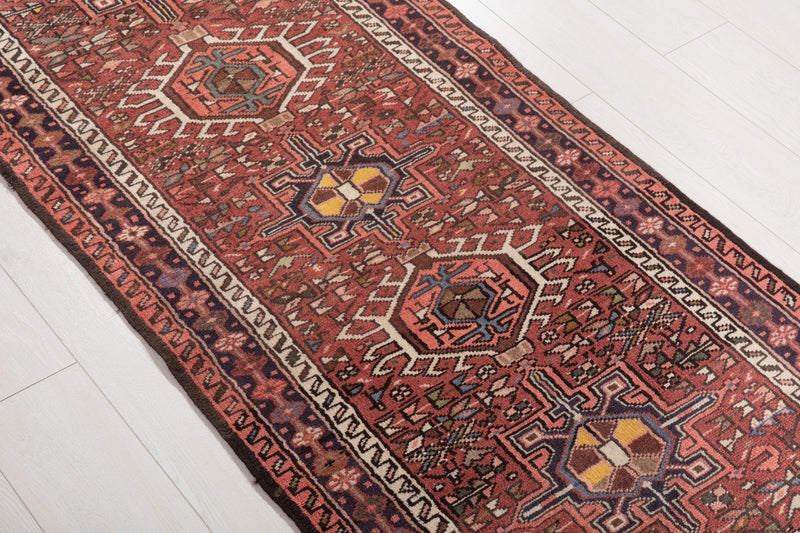 12' 2" x 3' 5" Excellent Hand-Knotted Vintage Tribal Runner Rug - Yasi & Fara 