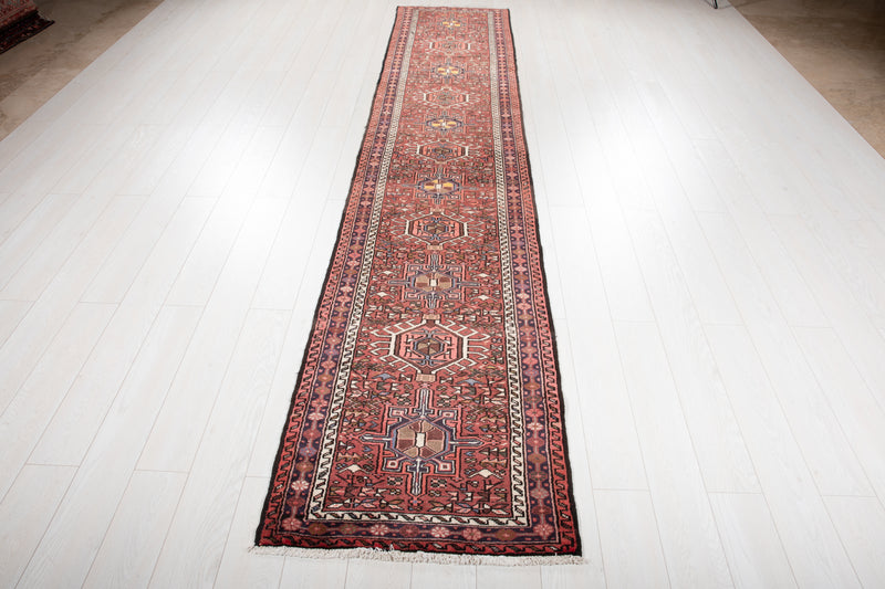 12' 2" x 3' 5" Excellent Hand-Knotted Vintage Tribal Runner Rug - Yasi & Fara 