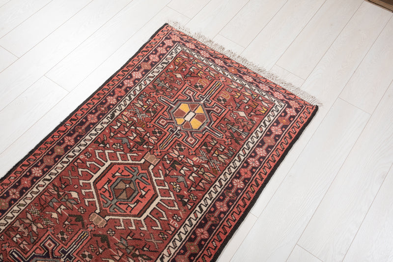 12' 2" x 3' 5" Excellent Hand-Knotted Vintage Tribal Runner Rug - Yasi & Fara 