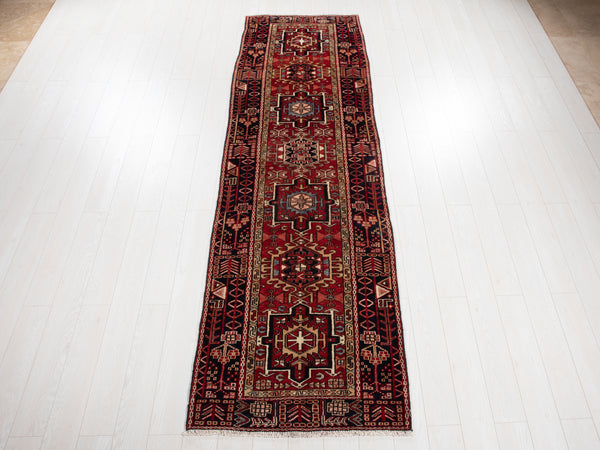 10' 8" x 3' 2" Excellent Hand-Knotted Vintage Tribal Runner Rug - Yasi & Fara 