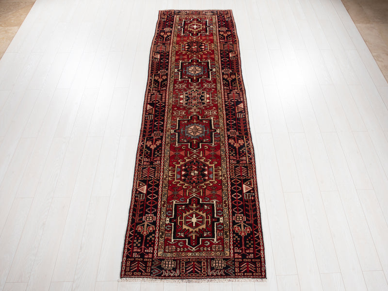 10' 8" x 3' 2" Excellent Hand-Knotted Vintage Tribal Runner Rug - Yasi & Fara 
