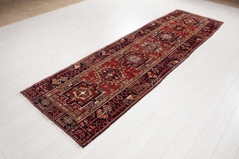10' 8" x 3' 2" Excellent Hand-Knotted Vintage Tribal Runner Rug - Yasi & Fara 