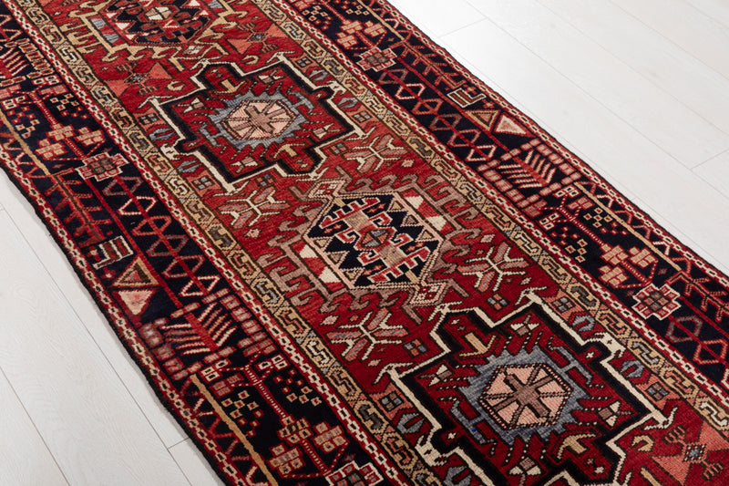 10' 8" x 3' 2" Excellent Hand-Knotted Vintage Tribal Runner Rug - Yasi & Fara 